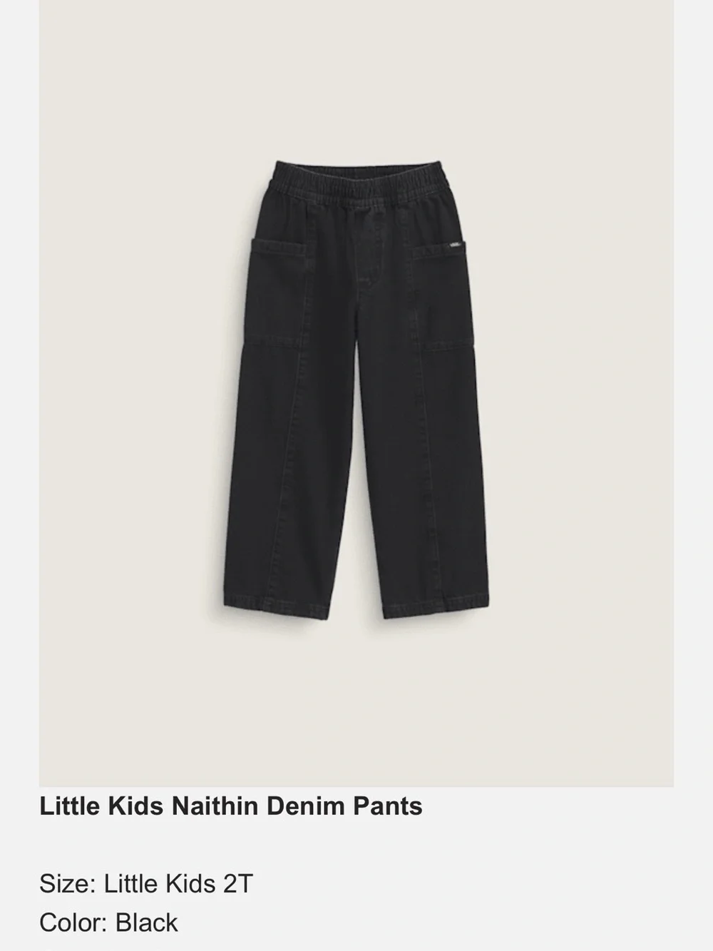 Vans Kids Black Elastic-Waist Cargo Jeans